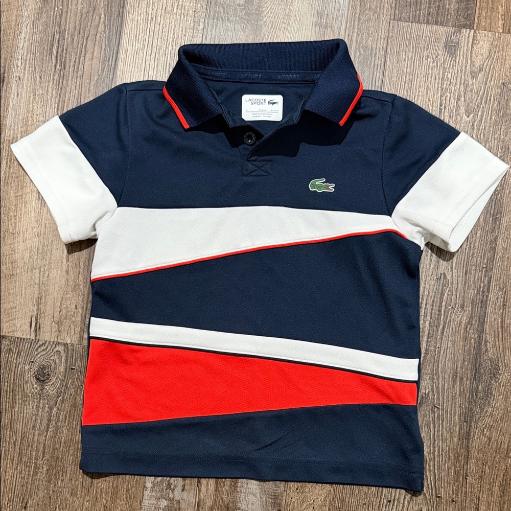 Lacoste Kids Polo in Navy, White, and Red